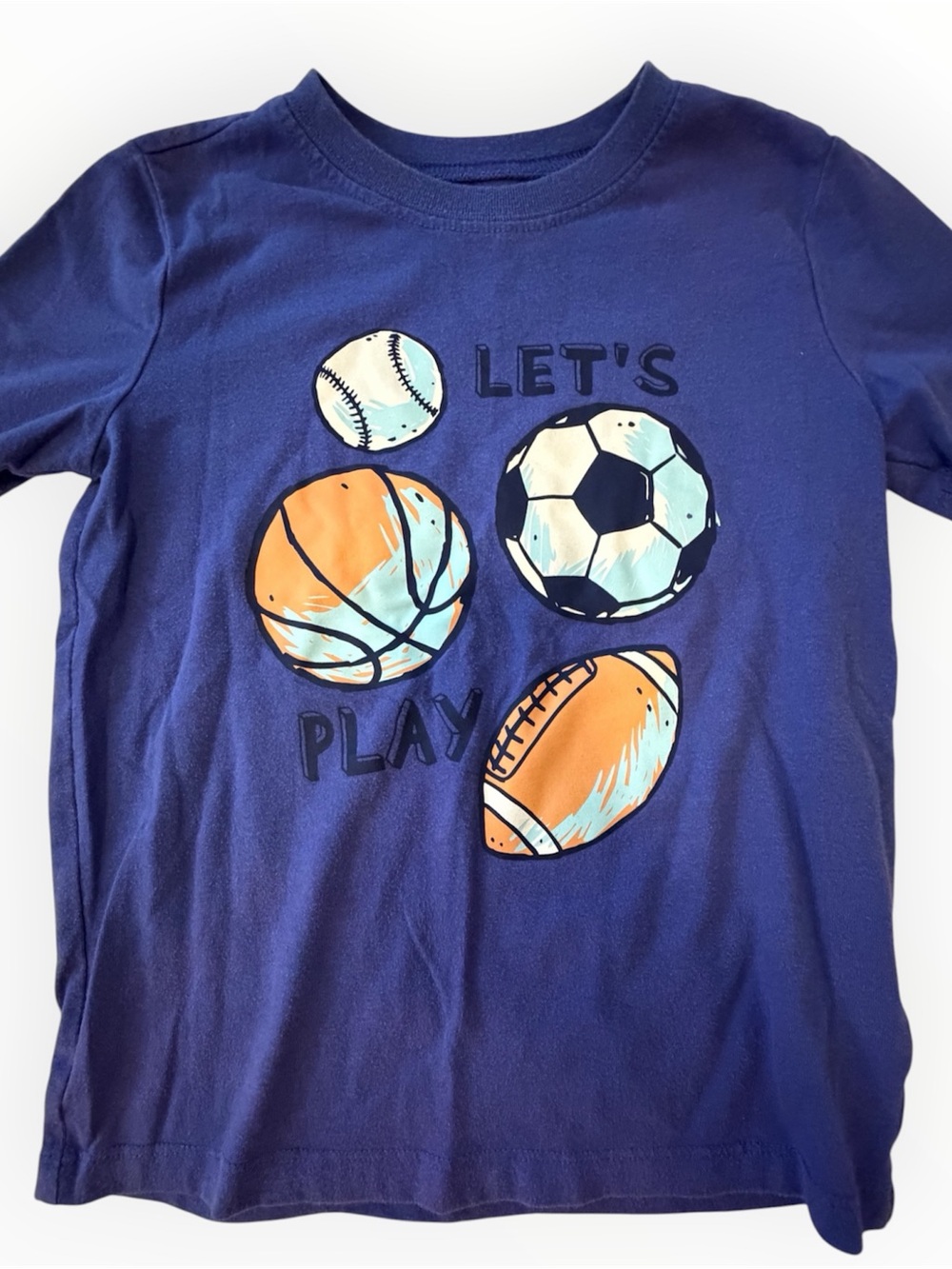 Carter’s Boys Size 5T “Let’s Play” Sports Graphic T-Shirt Blue
